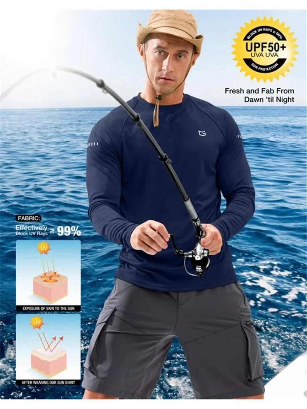 Men's Sun Protection Long Sleeve Shirts UPF 50+